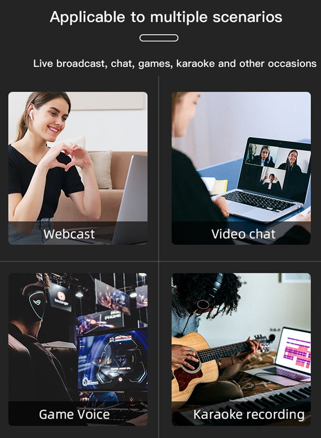 Sharpdo Sharpdo PC Microphone, USB Condenser Microphone, Professional Recording Plug and Play Kit, Recording Live Game Dubbing Equipment Black, Mobile Phone Computer - Image 3