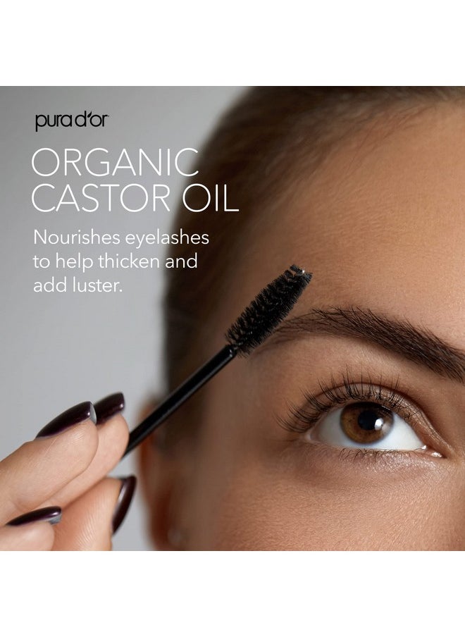 Pura d'or - PURA D'OR 4 Oz ORGANIC Castor Oil - 100% Pure USDA Certified Cold Pressed, Hexane Free Eyelash & Eyebrow Serum - For Fuller, Thicker Lashes & Brows - Skin & Hair - Image 1