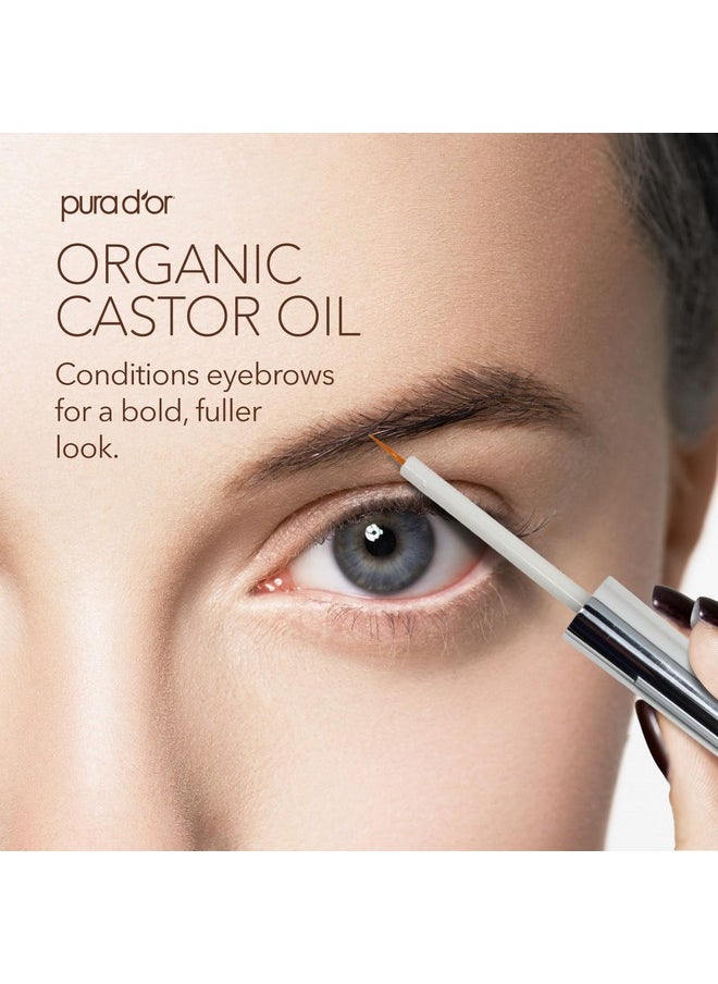 Pura d'or - PURA D'OR 4 Oz ORGANIC Castor Oil - 100% Pure USDA Certified Cold Pressed, Hexane Free Eyelash & Eyebrow Serum - For Fuller, Thicker Lashes & Brows - Skin & Hair - Image 1