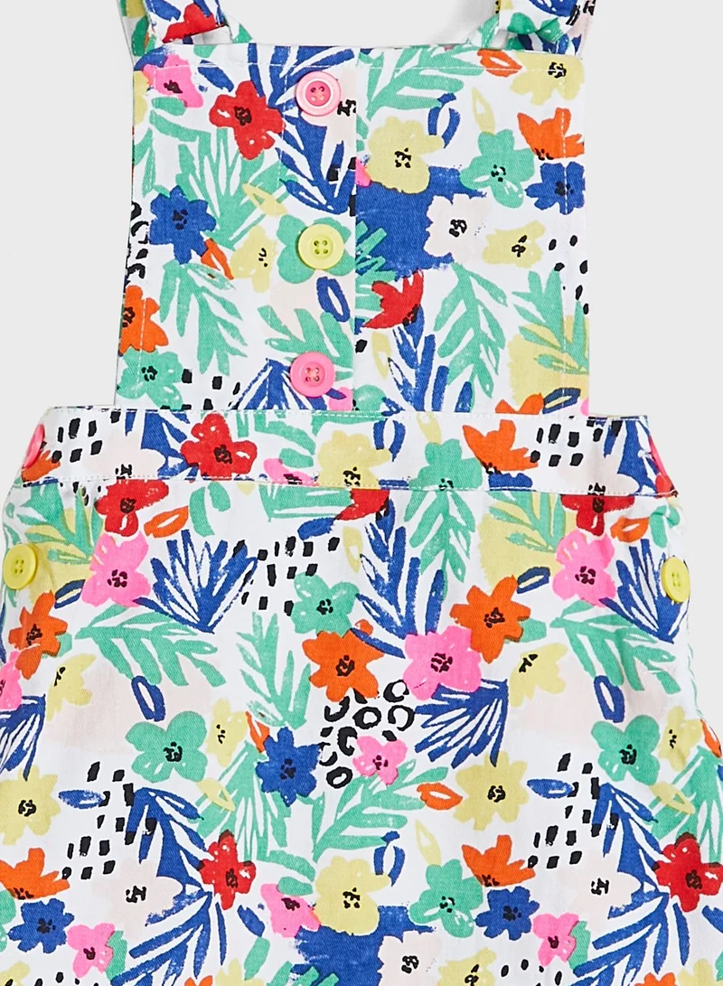 Nautinati Nauti Nati Girls Multicolored Floral Printed Dungaree