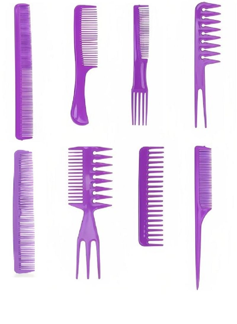 طقم امشاط متعدد المقاسات 8 قطع لون بنفسجي - Image 1