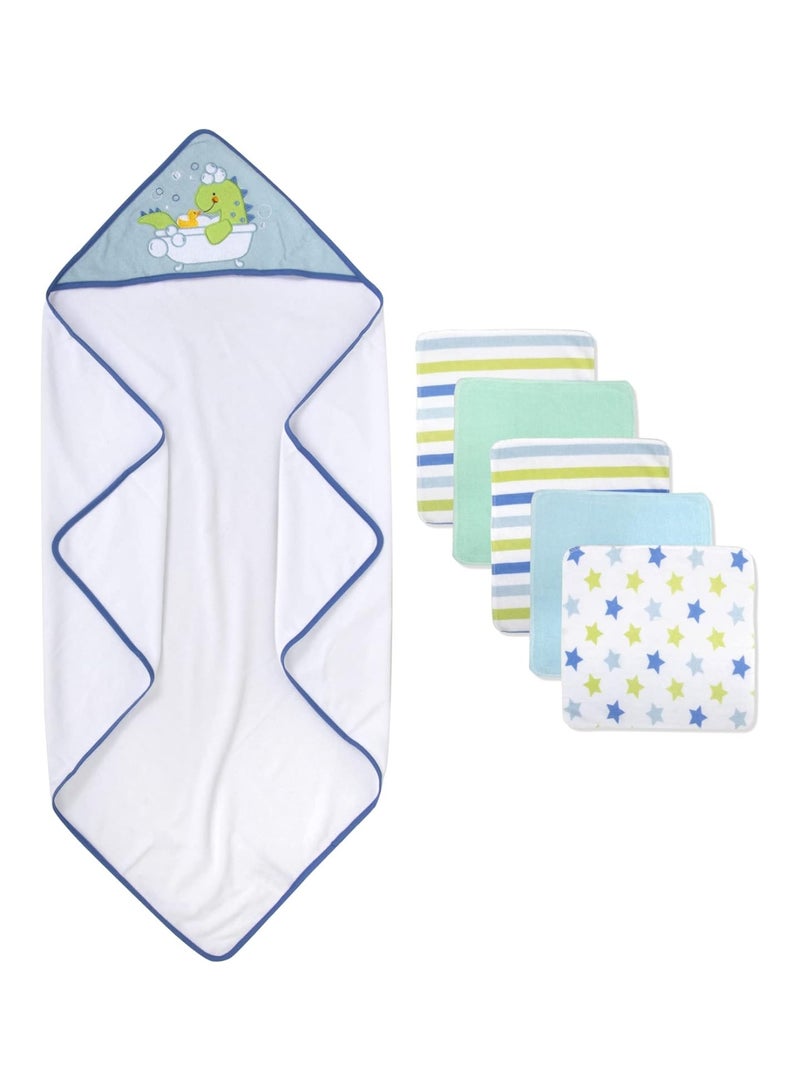 Baby Essentials Baby Hooded Towel And Washcloth Set For Infants, Boys And Girls 6 -12 Months (Refreshed Rex) - Image 4
