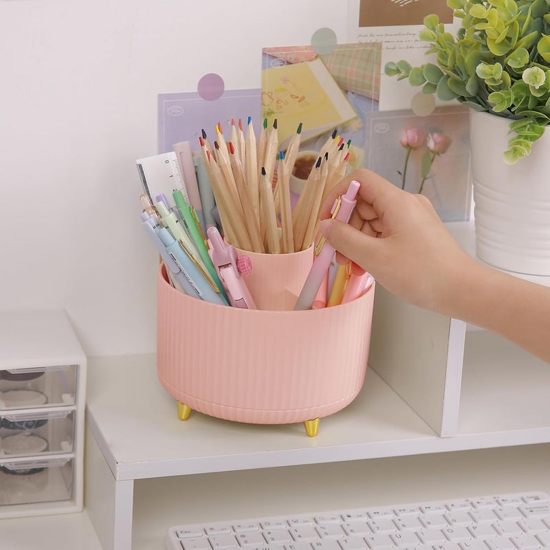 SKYDUE 360 Degree Rotating Desk Organizer, Dual-Purpose Pencil Pen Holder for Desk, Cute Rotating Desk Pen Organizer with 5 Slots, Art Supplies, Pencil Cup for Office, School, Home - Image 4