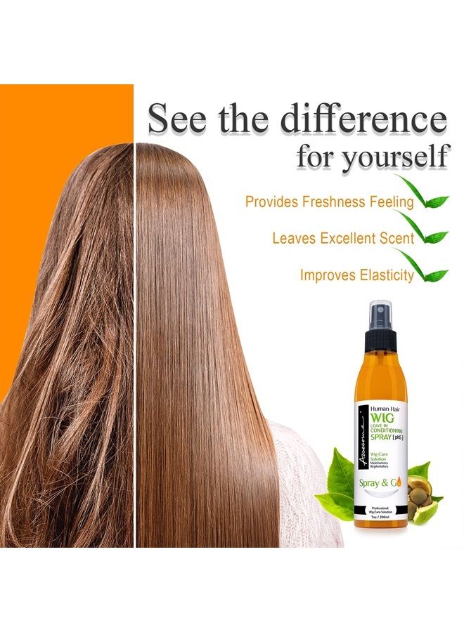 Awesome Human Hair Wig Leave in Conditioner Spray, pH5, Preventing Dryness, Promoting Silkiness & Shine, Freshness. Easy Combing & Detangles Hair for Wig Care (7 fl oz) - Image 1