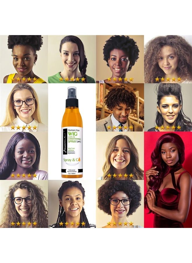 Awesome Human Hair Wig Leave in Conditioner Spray, pH5, Preventing Dryness, Promoting Silkiness & Shine, Freshness. Easy Combing & Detangles Hair for Wig Care (7 fl oz) - Image 2