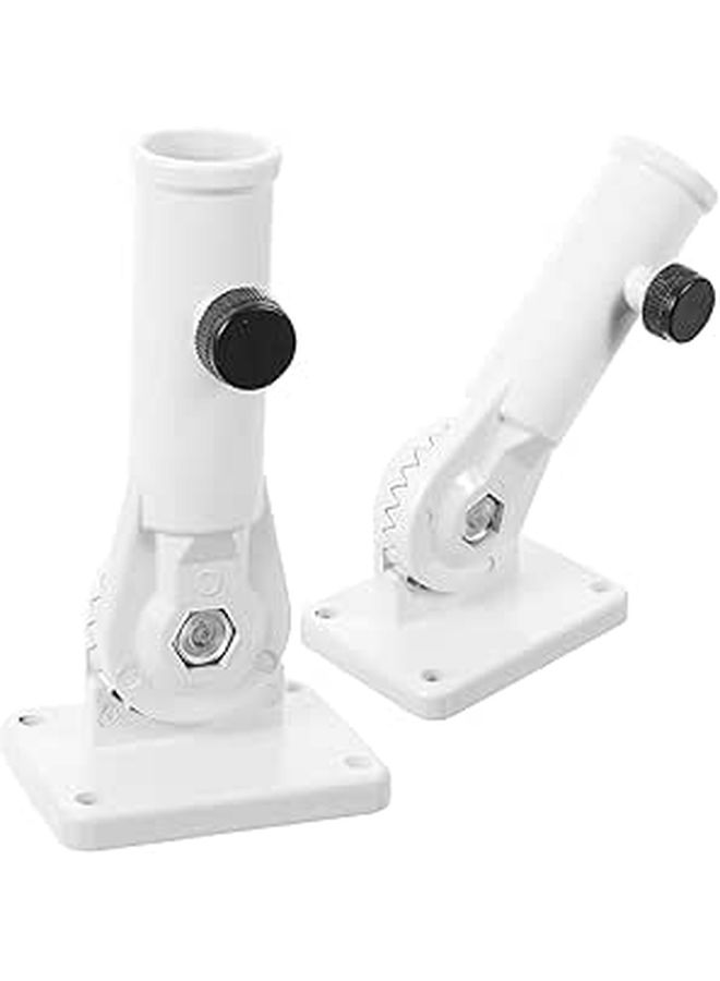 2pcs White Aluminum Alloy Wall Mounted Flag Pole Bracket for Outdoor Garden - Image 1