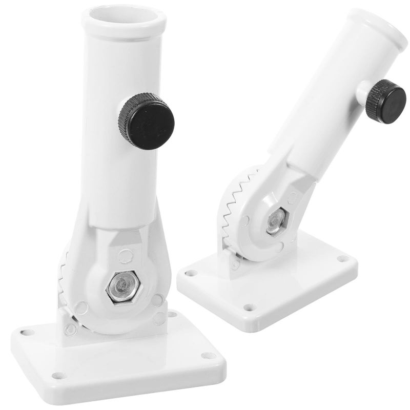 2pcs White Aluminum Alloy Wall Mounted Flag Pole Bracket for Outdoor Garden - Image 2