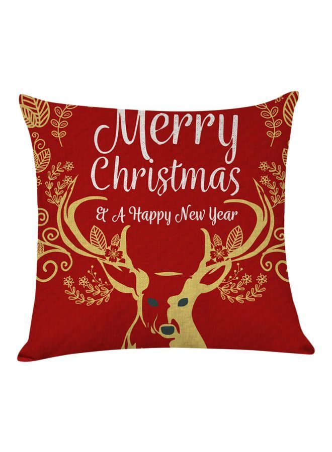NIBEMINENT Printed Cushion Cover Red/White/Gold 18x18inch - Image 1