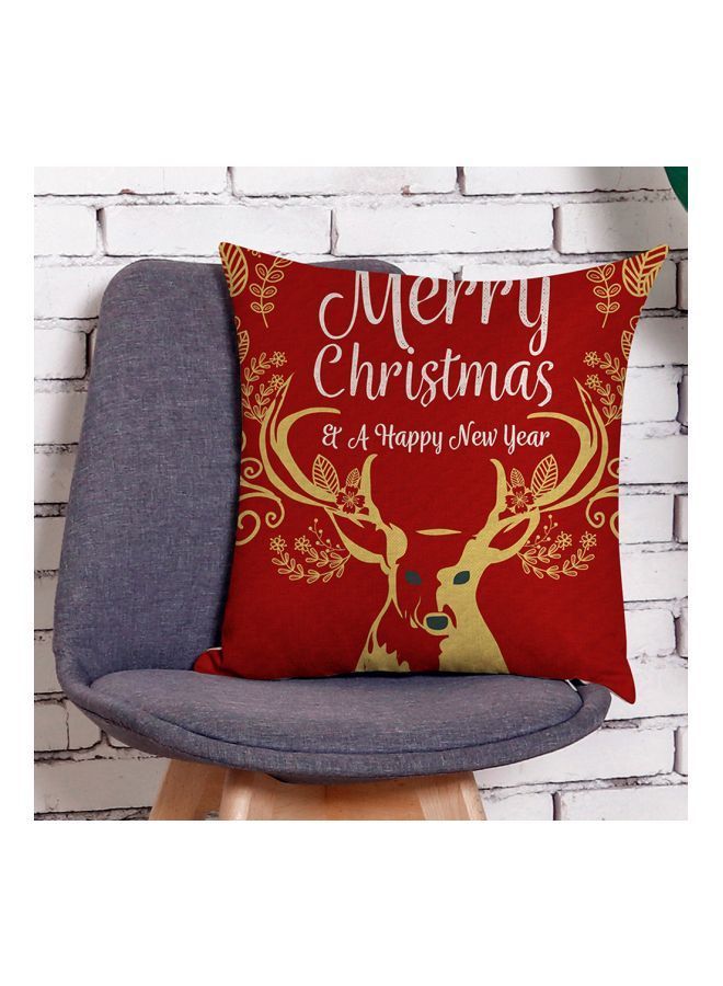 NIBEMINENT Printed Cushion Cover Red/White/Gold 18x18inch - Image 4