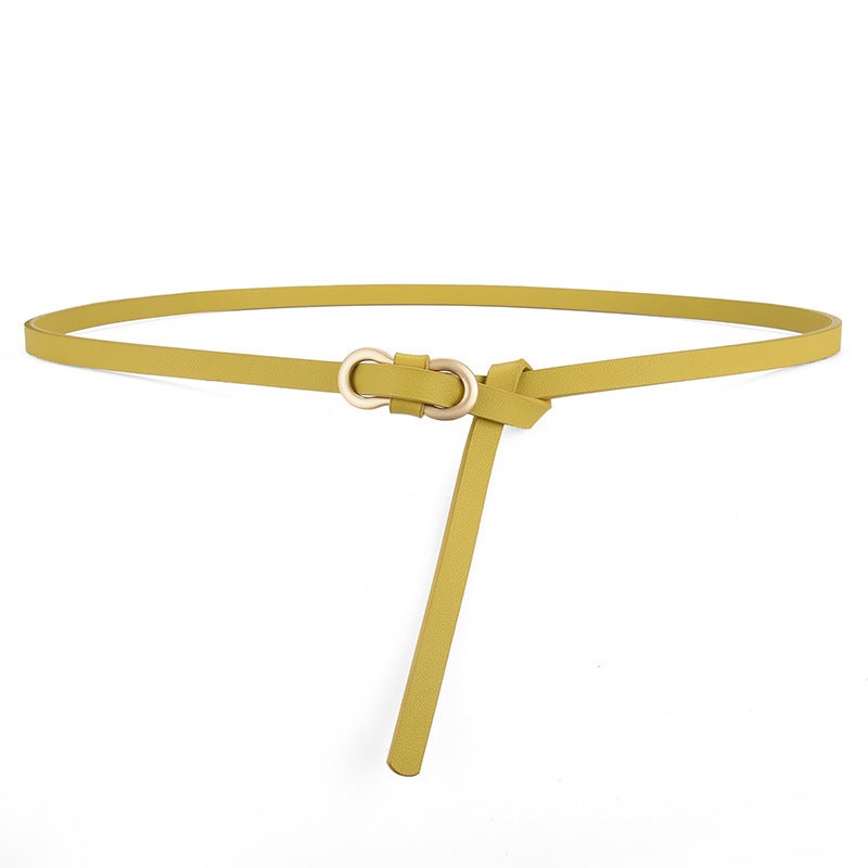 Popular belt womens high-grade fashion all-match dress shirt decorative suit Girls simple thin belt Yellow 