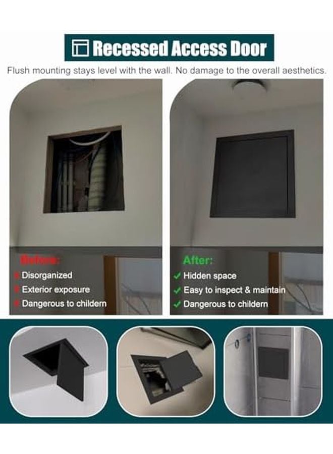 لوحة الوصول للجدار الجاف أسود 10 × 24 بوصة باب معدني مثبت بشكل محاذي للسباكة - Image 3
