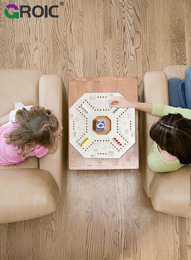 GROIC Jackaroo Board Game,Ludo Board Game,Jackaroo Joker Wooden Board Game for 4 players,Includes Cards and Marbles, Small bag for Marbles,Jackaroo Game Family Game Marble Game - Image 4