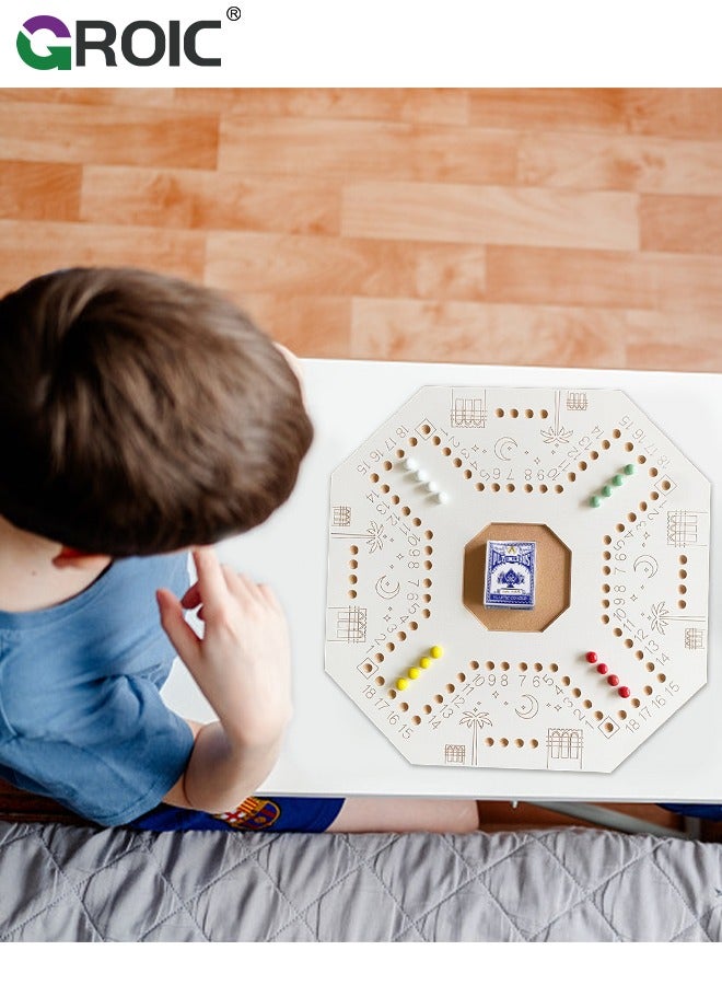 GROIC Jackaroo Board Game,Ludo Board Game,Jackaroo Joker Wooden Board Game for 4 players,Includes Cards and Marbles, Small bag for Marbles,Jackaroo Game Family Game Marble Game - Image 5