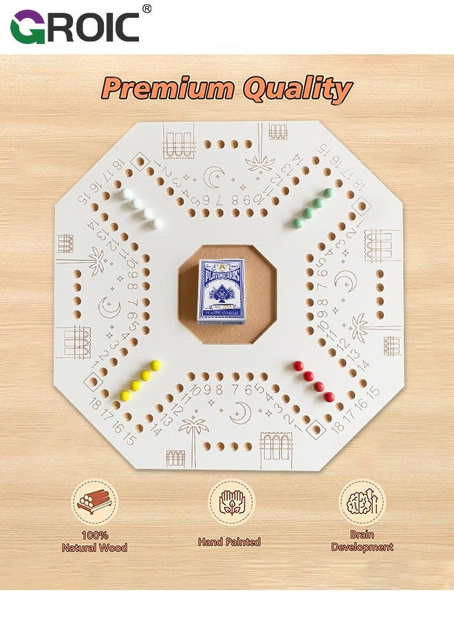 GROIC Jackaroo Board Game,Ludo Board Game,Jackaroo Joker Wooden Board Game for 4 players,Includes Cards and Marbles, Small bag for Marbles,Jackaroo Game Family Game Marble Game - Image 2