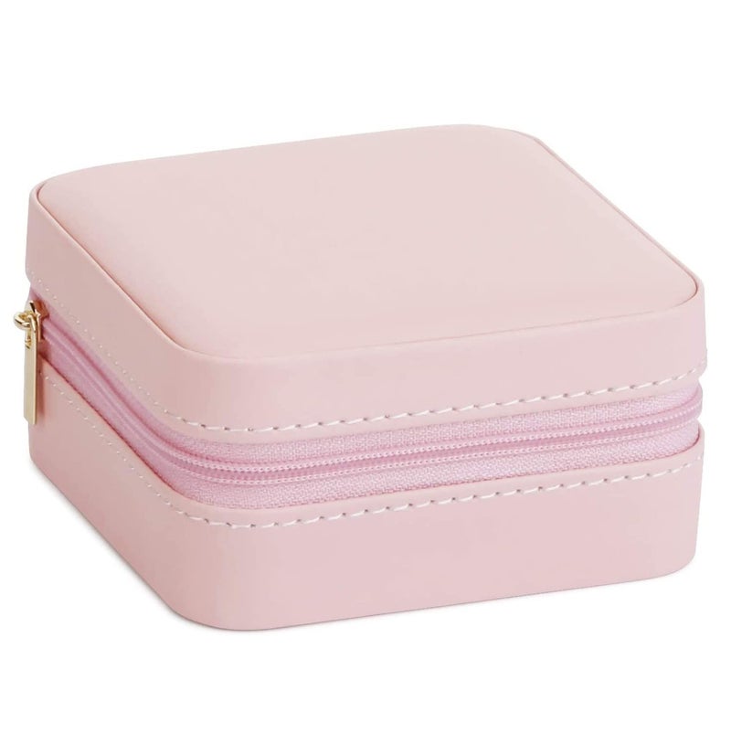 KeepCart Travel Jewelry Box PU Leather Small Jewelry Box Portable Jewelry Case Jewelry Display Organizer for Necklace Earrings Rings Bracelets (Pink) - Image 3