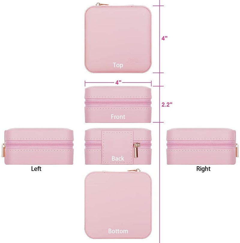 KeepCart Travel Jewelry Box PU Leather Small Jewelry Box Portable Jewelry Case Jewelry Display Organizer for Necklace Earrings Rings Bracelets (Pink) - Image 4