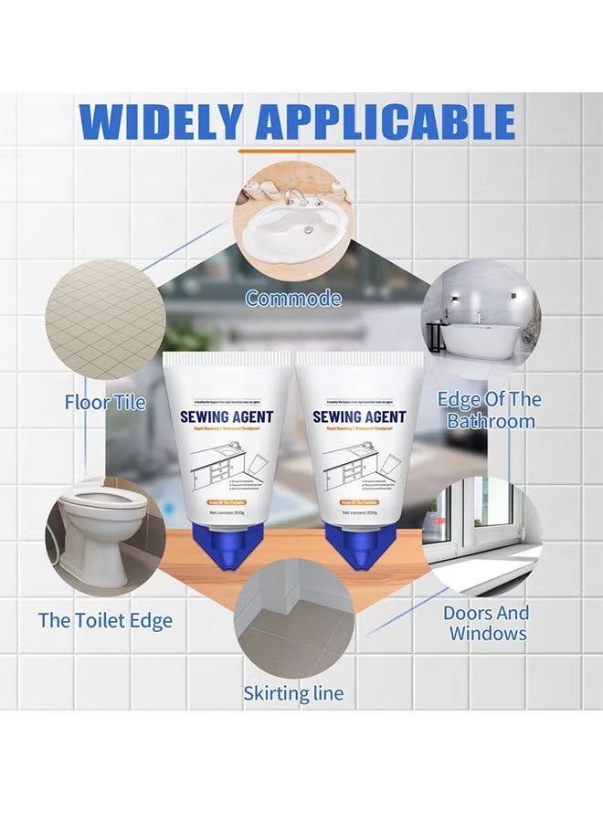 ASHILE 2PCS Tile Grout Paint Cement Crack Filler Grout Sealer for Shower Tile Floor Tile and More Complete Solution for Filling Cracks and Gaps in Tile Surfaces Easy and Safe to Use White，tile Grout Filling - Image 5