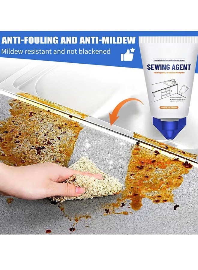 ASHILE 2PCS Tile Grout Paint Cement Crack Filler Grout Sealer for Shower Tile Floor Tile and More Complete Solution for Filling Cracks and Gaps in Tile Surfaces Easy and Safe to Use White，tile Grout Filling - Image 4