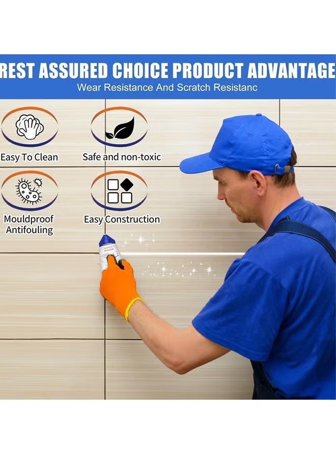 ASHILE 2PCS Tile Grout Paint Cement Crack Filler Grout Sealer for Shower Tile Floor Tile and More Complete Solution for Filling Cracks and Gaps in Tile Surfaces Easy and Safe to Use White，tile Grout Filling - Image 2