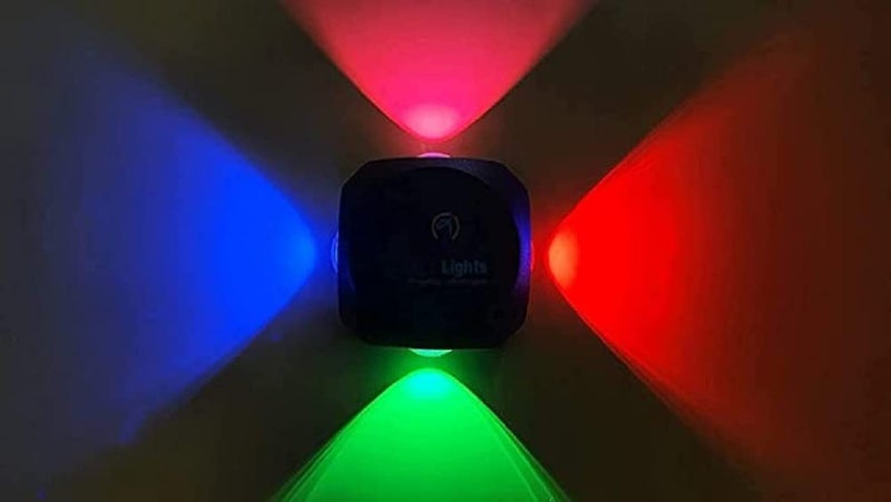 SEER® wall Lights 4 Way Splitter Light RGB Indoor/Outdoor Waterproof Shockproof IP65 Exterior Wall Aluminum Casting Up Down 4 Way Outdoor Round LED Wall (Black, RED+Green+Blue) Light - Image 3