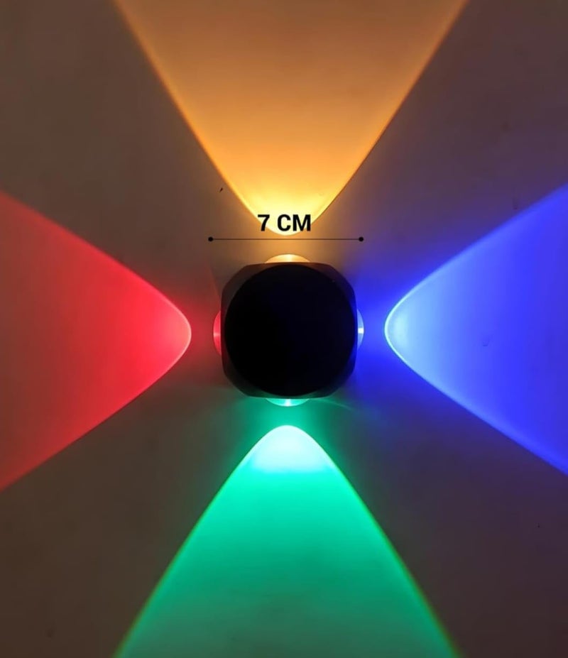 SEER® wall Lights 4 Way Splitter Light RGB Indoor/Outdoor Waterproof Shockproof IP65 Exterior Wall Aluminum Casting Up Down 4 Way Outdoor Round LED Wall (Black, RED+Green+Blue) Light - Image 2