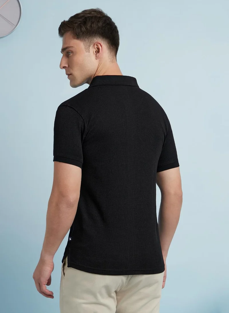 Dennis Lingo Black Men's Black Cotton Blend Solid Regular Fit T-Shirt for Men | Best Price UAE