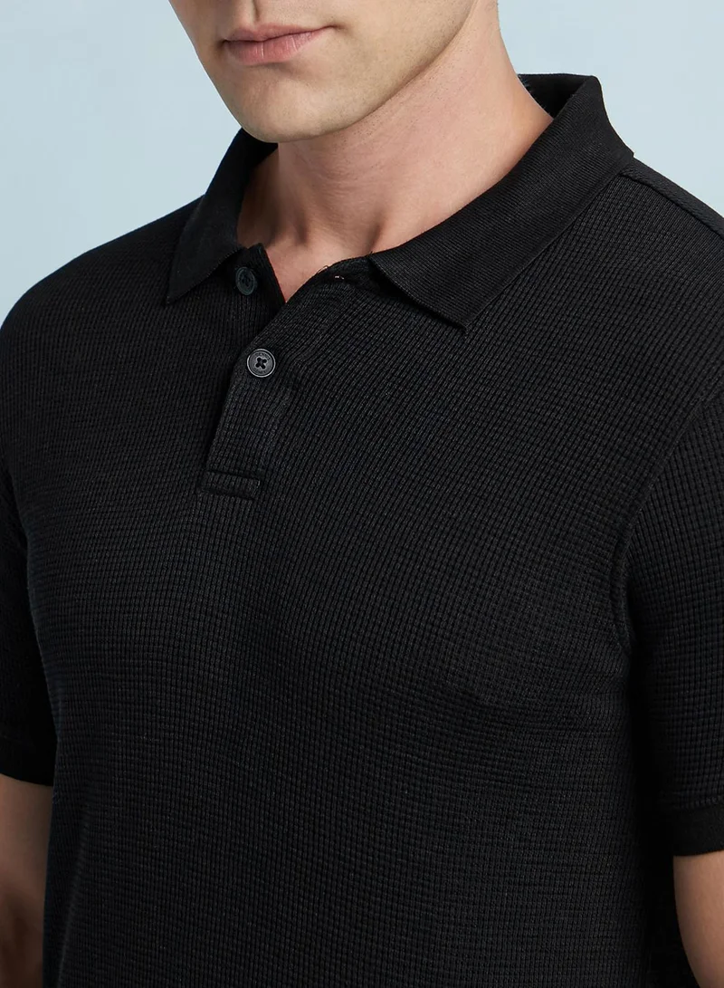 Dennis Lingo Black Men's Black Cotton Blend Solid Regular Fit T-Shirt for Men | Best Price UAE