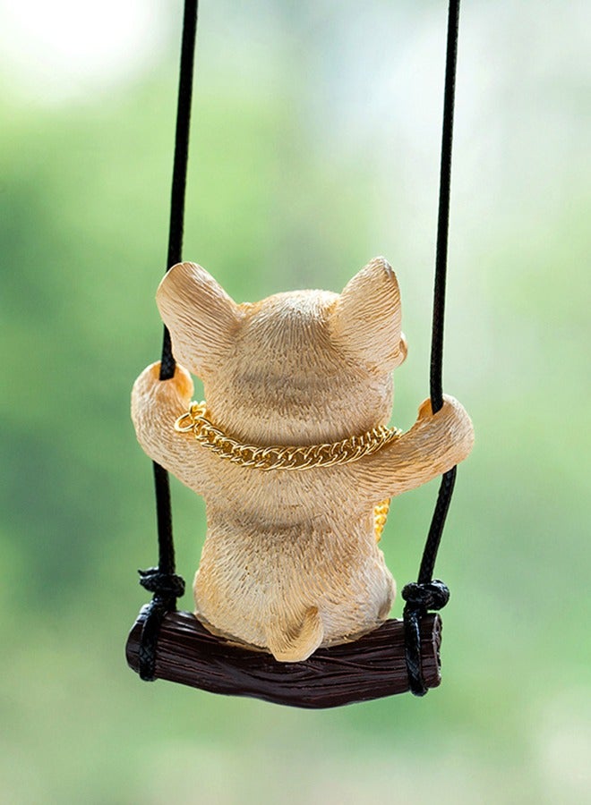 Generic Car rearview mirror Swing French Bulldog Pendant cute cartoon Sunglasses Necklace Style Ornament Creative dog pendant decoration  - Image 4