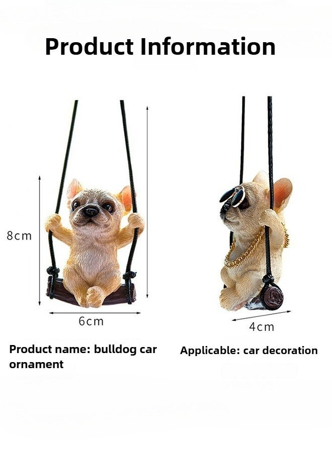 Generic Car rearview mirror Swing French Bulldog Pendant cute cartoon Sunglasses Necklace Style Ornament Creative dog pendant decoration  - Image 5