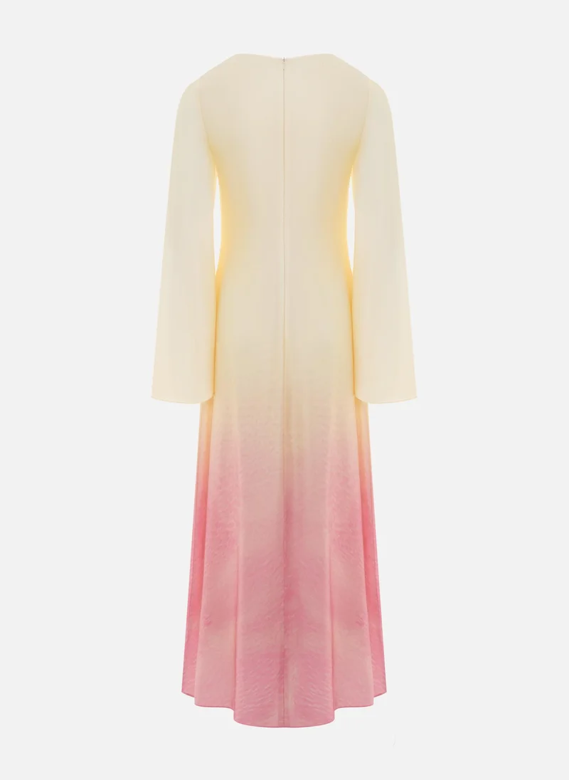 Lichi Satin A-silhouette maxi dress with gradient pattern