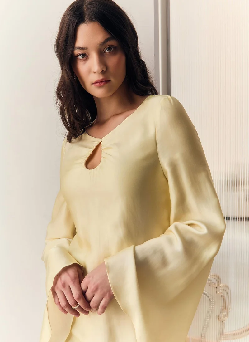 Lichi Satin A-silhouette maxi dress with gradient pattern