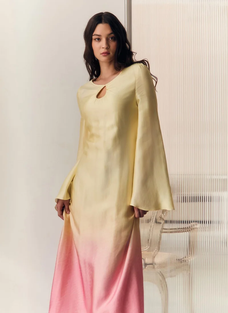 Lichi Satin A-silhouette maxi dress with gradient pattern