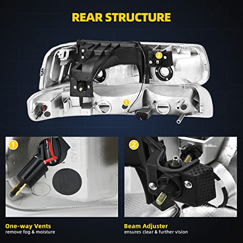 DWVO LED DRL Headlight Assembly Compatible with 1999-2002 Chevy Silverado 1500 2500/2001-2002 Chevy Silverado 1500HD 2500HD 3500/2000-2006 Tahoe Suburban 1500 2500 Black Housing Set - Image 5