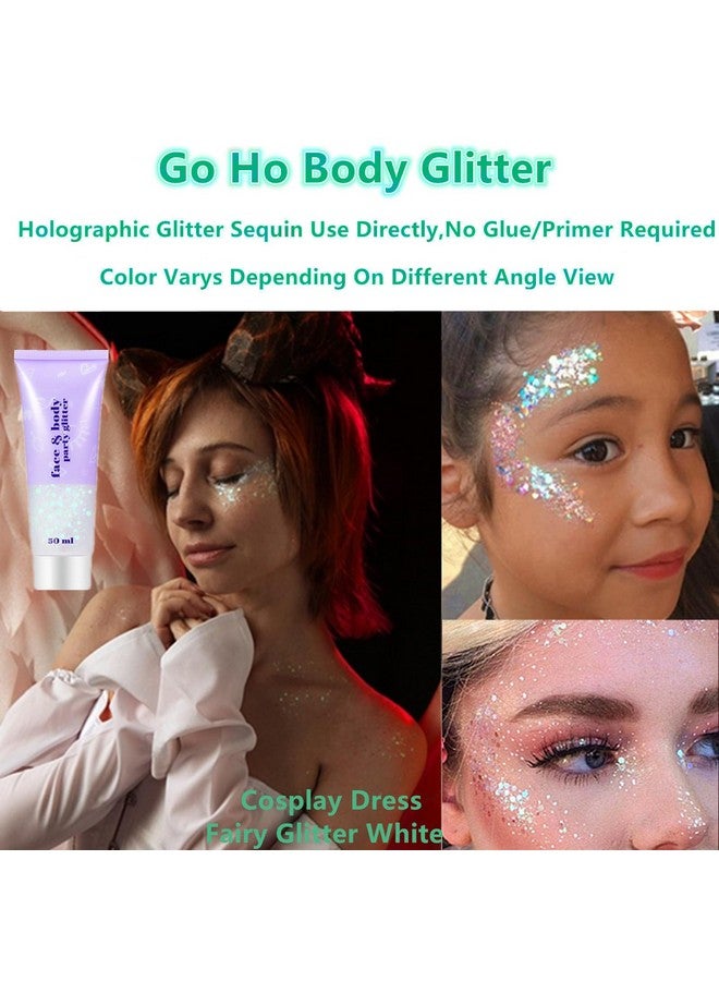 Go Ho Clear White Body Glitterfairy Makeup Face Glittermermaid Glitter Face Paintholographic Chunky Glitter Sequins For Lipnailseyeshadow And Hairfestival Rave Accessories - Image 2