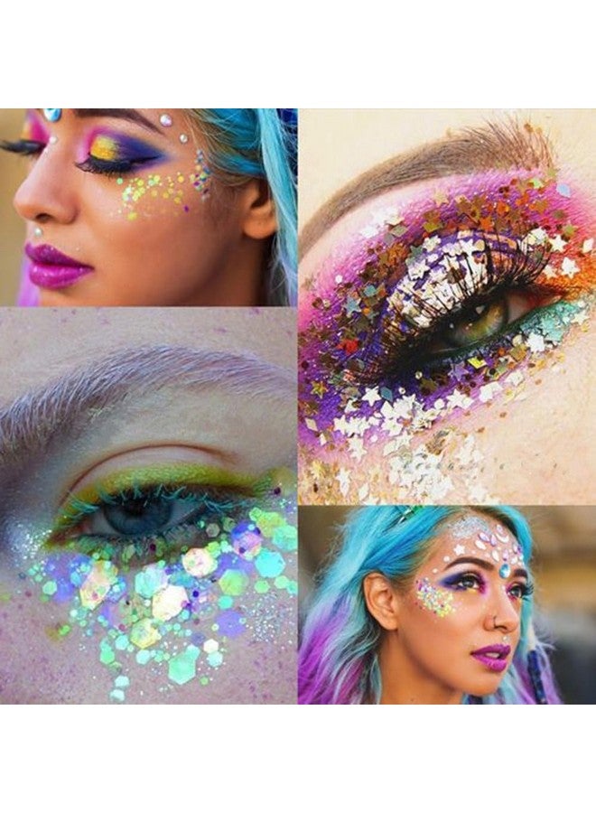 Go Ho Clear White Body Glitterfairy Makeup Face Glittermermaid Glitter Face Paintholographic Chunky Glitter Sequins For Lipnailseyeshadow And Hairfestival Rave Accessories - Image 3