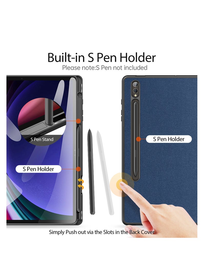 دوكس دوتشيز حافظة سامسونج تاب S9 بلس (X810/X816B) حافظة جلدية ذكية قابلة للطي مع حامل قلم رصاص وغطاء السكون التلقائي - Image 2