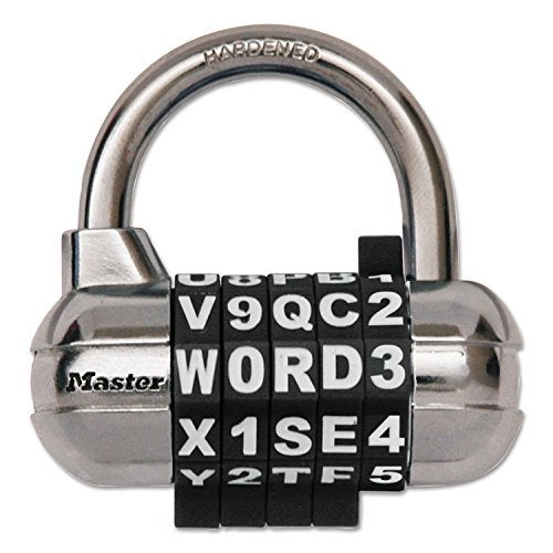 Master Lock, 1534D, Password Plus Combination Lock, Hardened Steel Shackle, 2 1/2 inch Wide, Silver, Assorted Color Wheels - Image 3