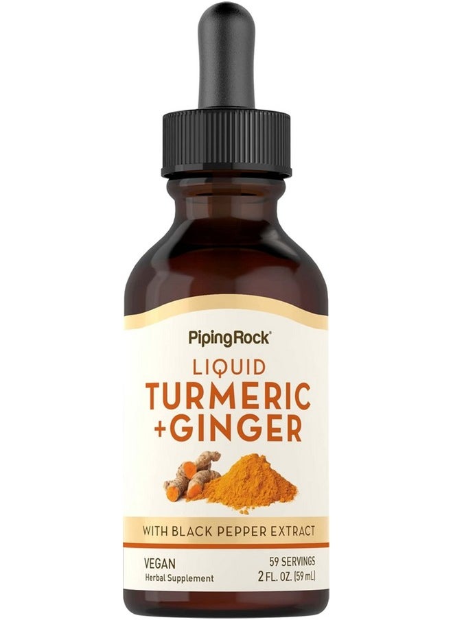 Piping Rock Liquid Turmeric And Ginger Supplement ; 2 Fl Oz ; With Black Pepper Extract ; Proprietary Blend ; Vegan Nongmo Gluten Free  - Image 2