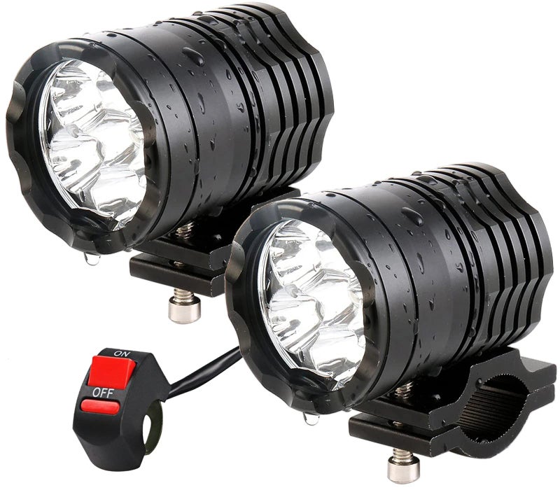 PAKRYS Motorcycle Driving Lights 12-60V 40W 3600LM LED Fog Lights for ATV UTV Bike Car Truck Boat Forklift Waterproof LED Spotlights with 6 Light Beads High Low Strobe Beam Switch Universal (Black 2) - Image 1