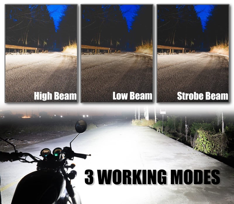 PAKRYS Motorcycle Driving Lights 12-60V 40W 3600LM LED Fog Lights for ATV UTV Bike Car Truck Boat Forklift Waterproof LED Spotlights with 6 Light Beads High Low Strobe Beam Switch Universal (Black 2) - Image 3