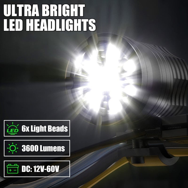 PAKRYS Motorcycle Driving Lights 12-60V 40W 3600LM LED Fog Lights for ATV UTV Bike Car Truck Boat Forklift Waterproof LED Spotlights with 6 Light Beads High Low Strobe Beam Switch Universal (Black 2) - Image 2