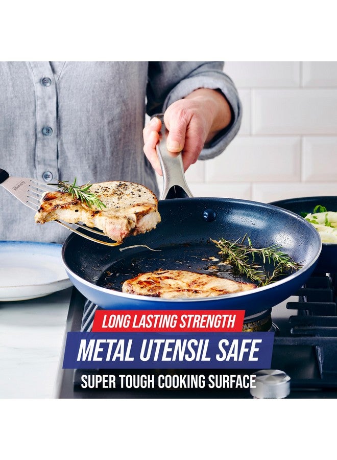 Blue Diamond Blue Diamond Frying Pan 8” Skillet, Diamond Infused Healthy Ceramic Nonstick, PFAS and PFOA-Free, Dishwasher and Oven Safe, Even Heating, Metal Utensil Safe, Warp Control Base, Blue  - Image 3