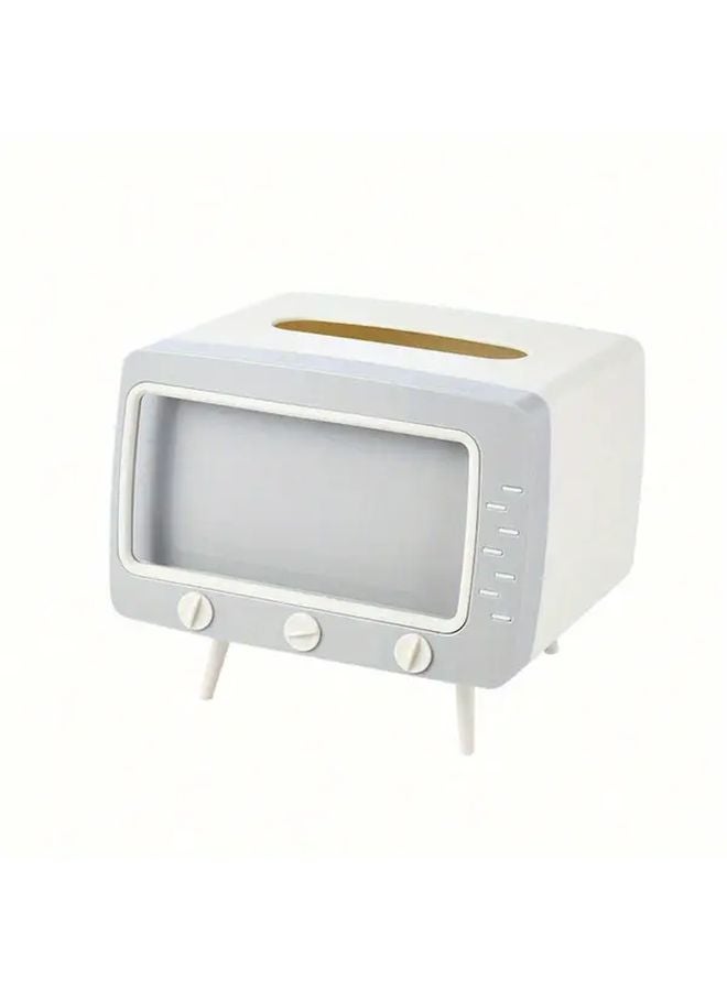 White Multifunctional TV Tissue Box With Phone Holder Ins Style Storage - Image 1