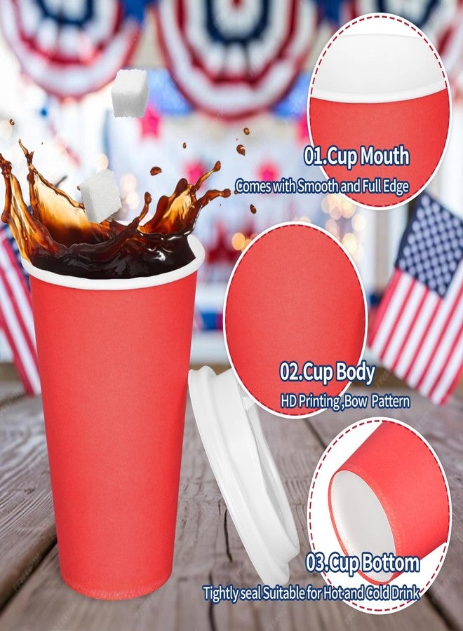 وولاين مجموعة أكواب قهوة ورقية معزولة للاستخدام مرة واحدة من والين، 60 قطعة، بتصميم وطني، مع أغطية وأكمام، سعة 12 أونصة، بألوان الأحمر والأزرق والأبيض، مثالية للاحتفال بيوم الاستقلال الأمريكي، وتوزيعات الحفلات المنزلية. - Image 3