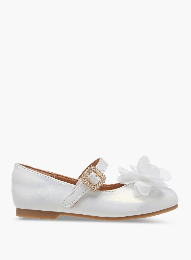 JUNIORS Girls Bow Accent Ballerina Shoes with Hook and Loop Closure
