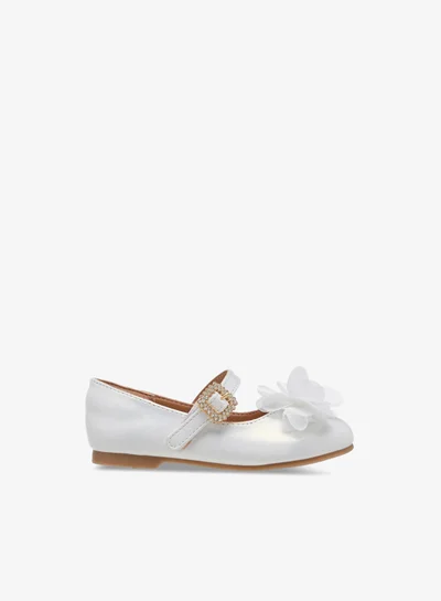 JUNIORS Girls Bow Accent Ballerina Shoes with Hook and Loop Closure