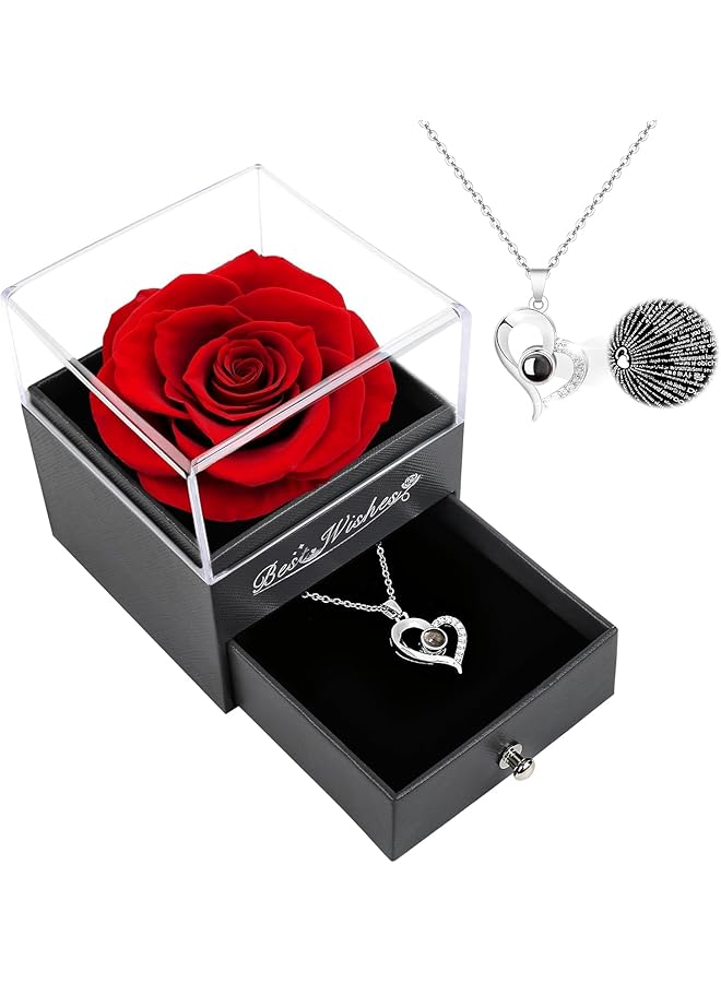 erorex Preserved Rose Birthday Gifts For Women Red Preserved Flowers Rose Gifts For Women Fresh Real Rose Flower With Necklace For Mom Grandma Wife Gifts For Thanksgiving  - Image 1