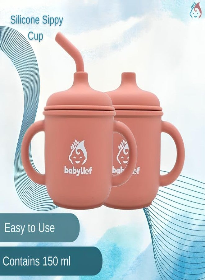 Babylief™ Silicone Sippy Cup with Double Handles, and Contains 150ml (Pink) - Image 2