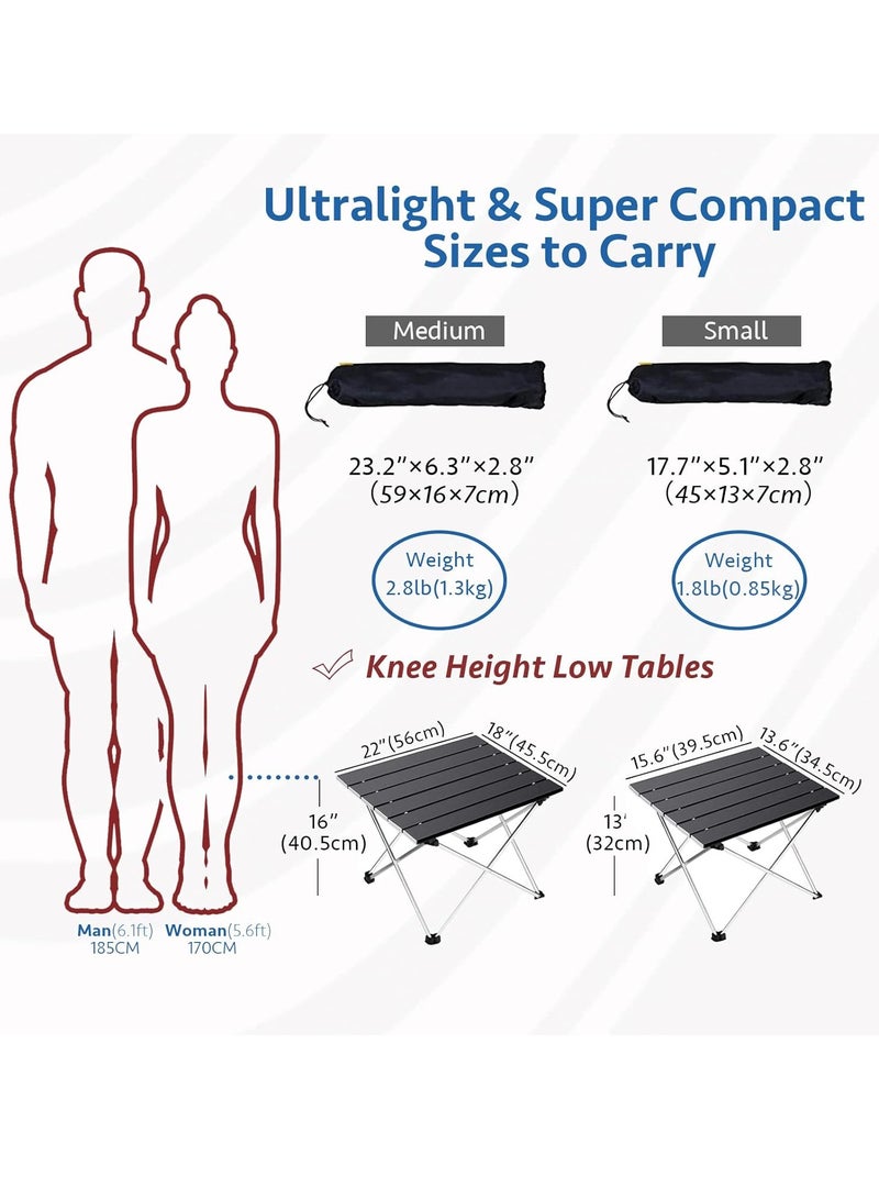 Loquat Large Folding Camping Table with Aluminum Table Top, Beach Table for Sand with Carrying Bag,Prefect for Outdoor, Picnic, BBQ, Cooking, Festival (Black) - Image 3
