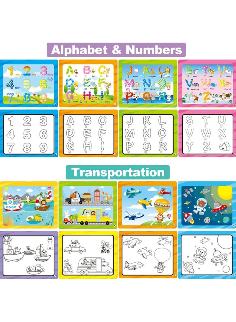 Mr. Penda 2 Pack Water Magic Colouring Book for Children, Painting Books for Alphabet and Transportation - Image 3